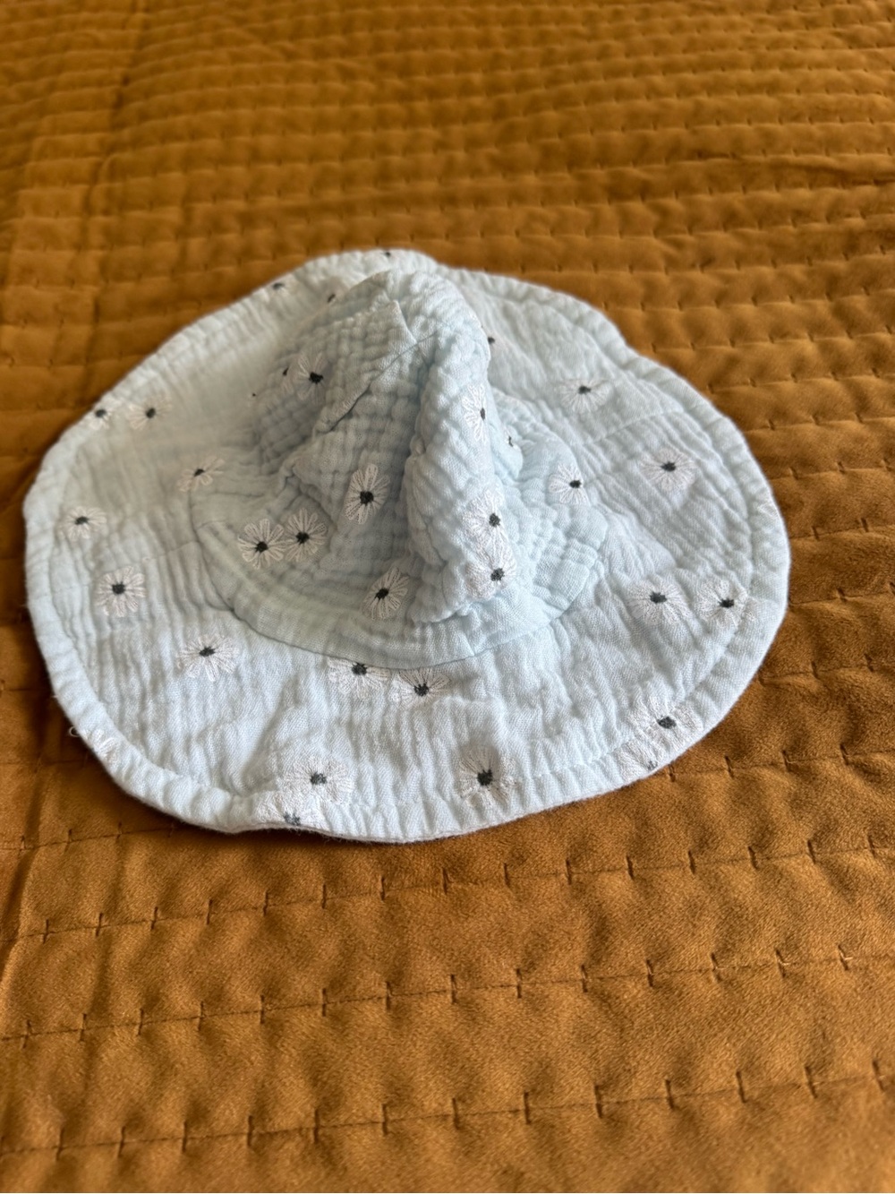 Rachel Zoe Pale Blue Kids Sun Hat with Starburst Embroidery